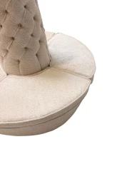 Hollywood Regency Round Banquet Settee Tufted Lobby Sofa in Bouclé, 1980s